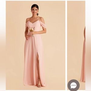 Birdy Grey Devin Convertible Dress With Slit Chiffon Blush Pink Large